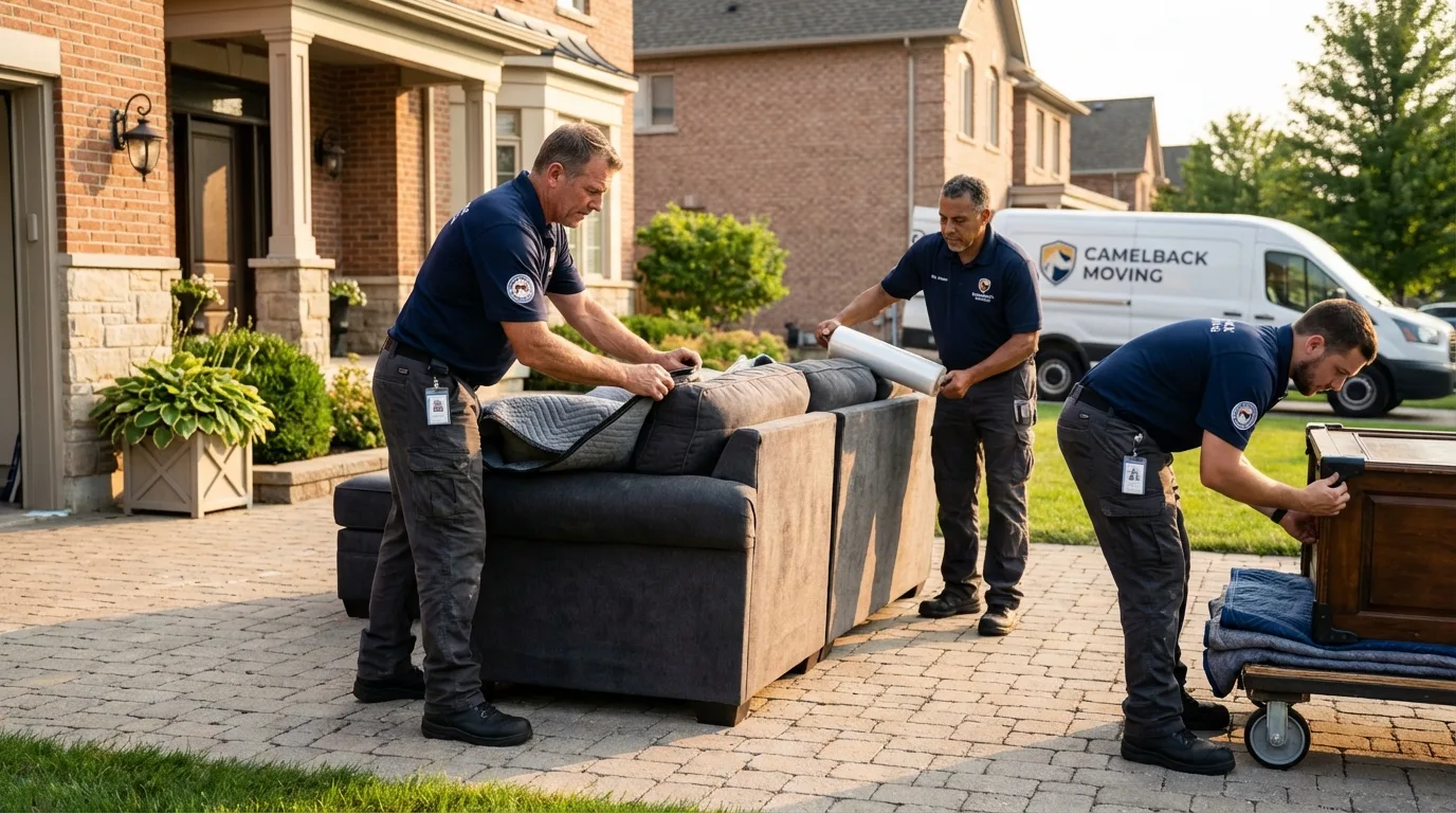 Large estate moving crew wrapping furniture in Cedar Springs, MI