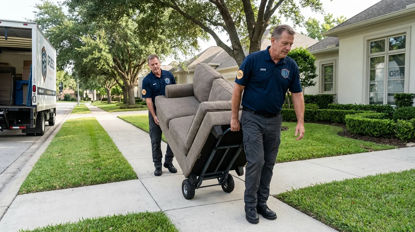 Local residential moving crew loading furniture in Cedar Springs, MI
